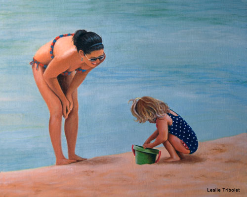 Playtime in Hanalei by Leslie Tribolet