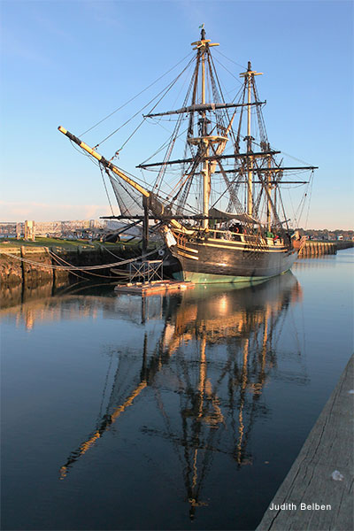 Ship in Salem Harbor by Judith Belben